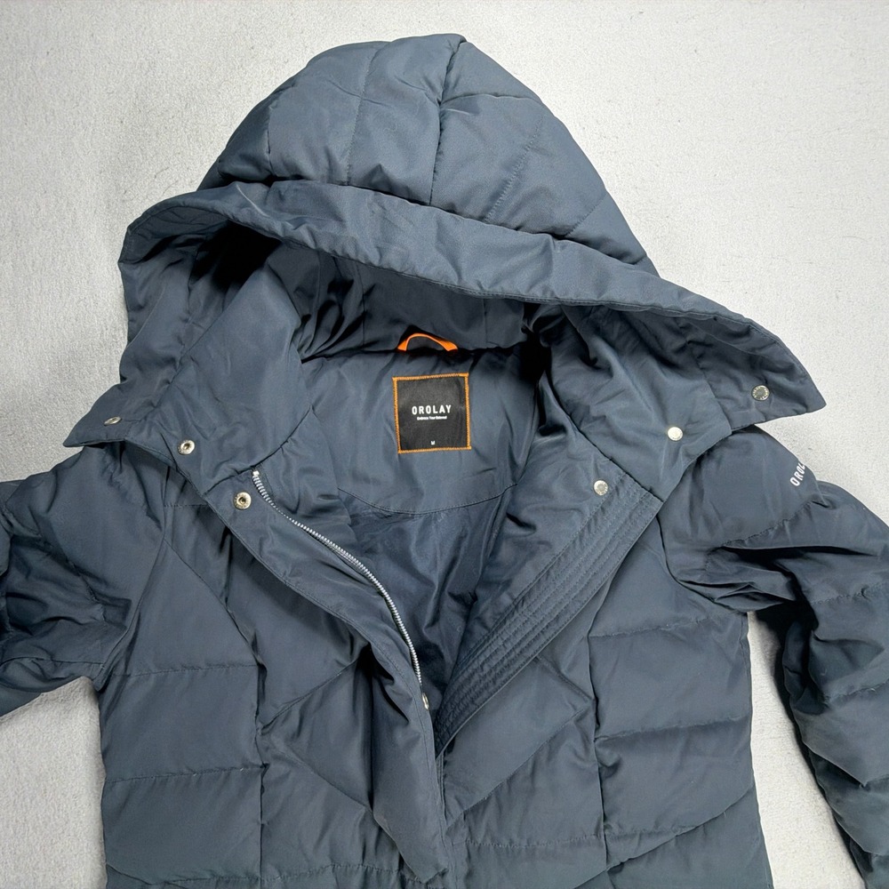 Orolay Down Puffer Coat Women Medium Long Hooded Quilted Gray Winter Parka - Picture 4 of 13
